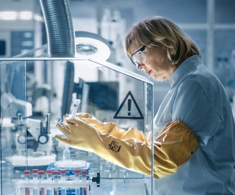 A woman in a lab coat