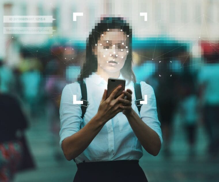A picture of woman looking at her phone