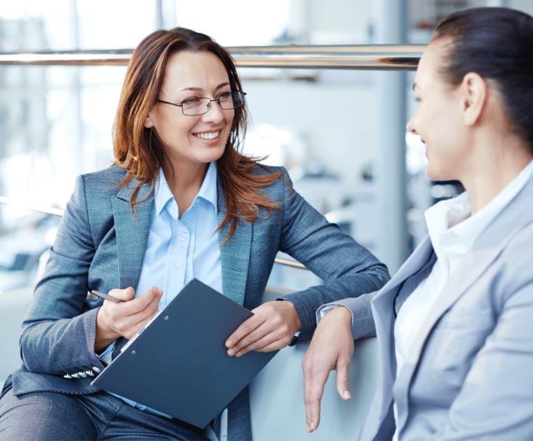 Two women having conversation