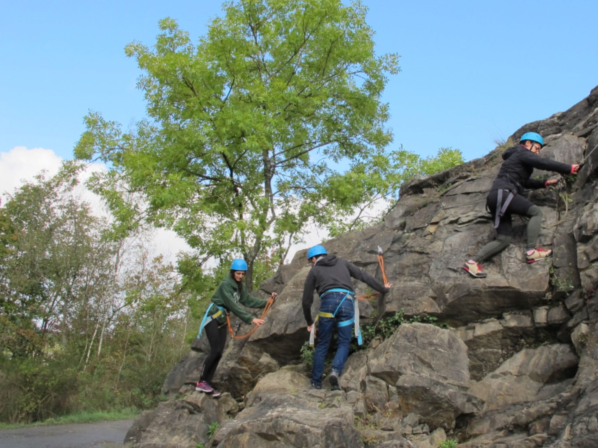 A picture of people training mountain climbing