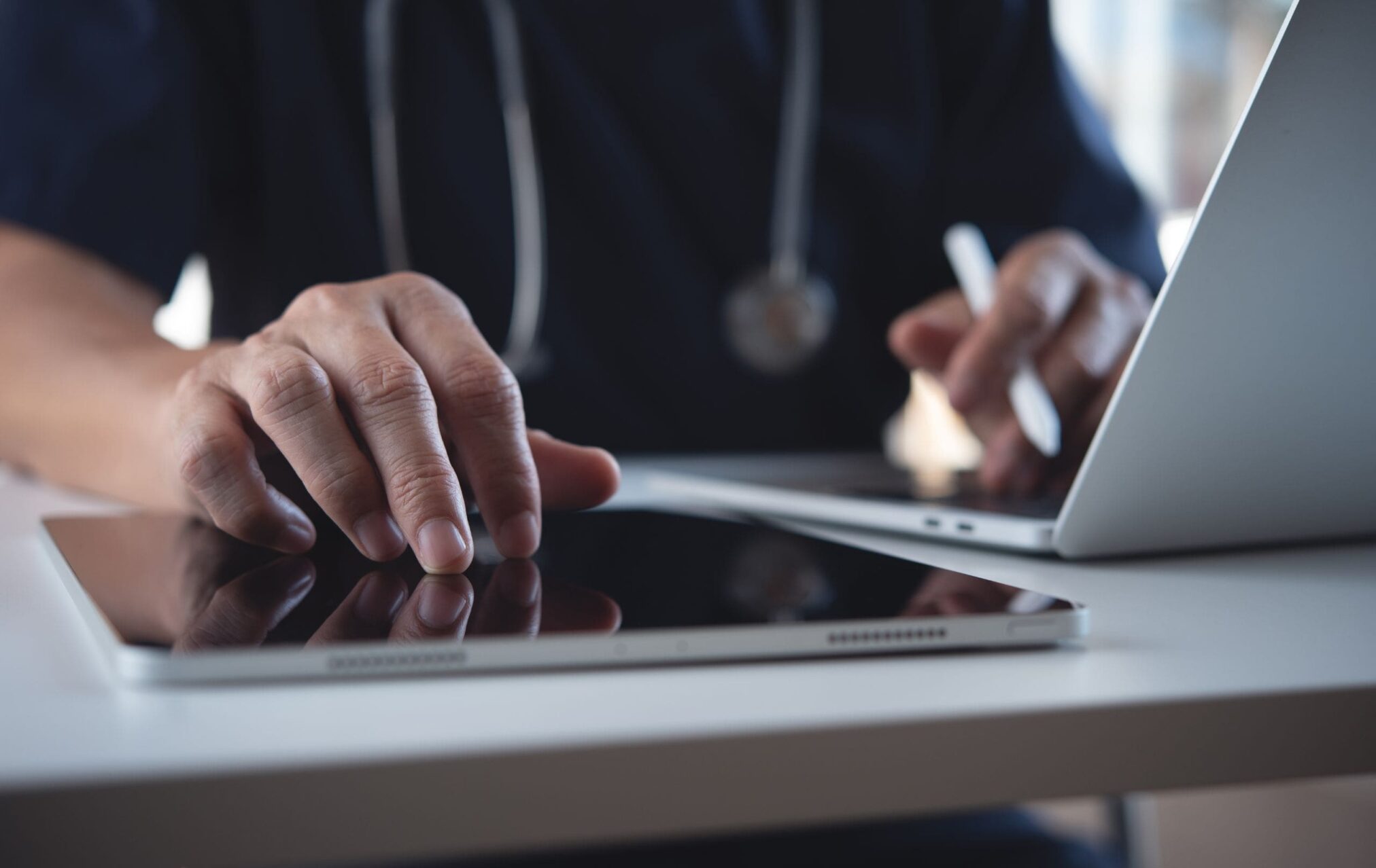 A person using a laptop