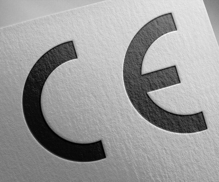Black CE mark on paper