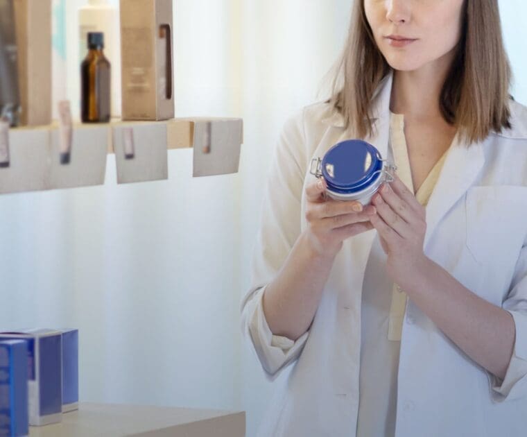 Pharmacist choosing cosmetic
