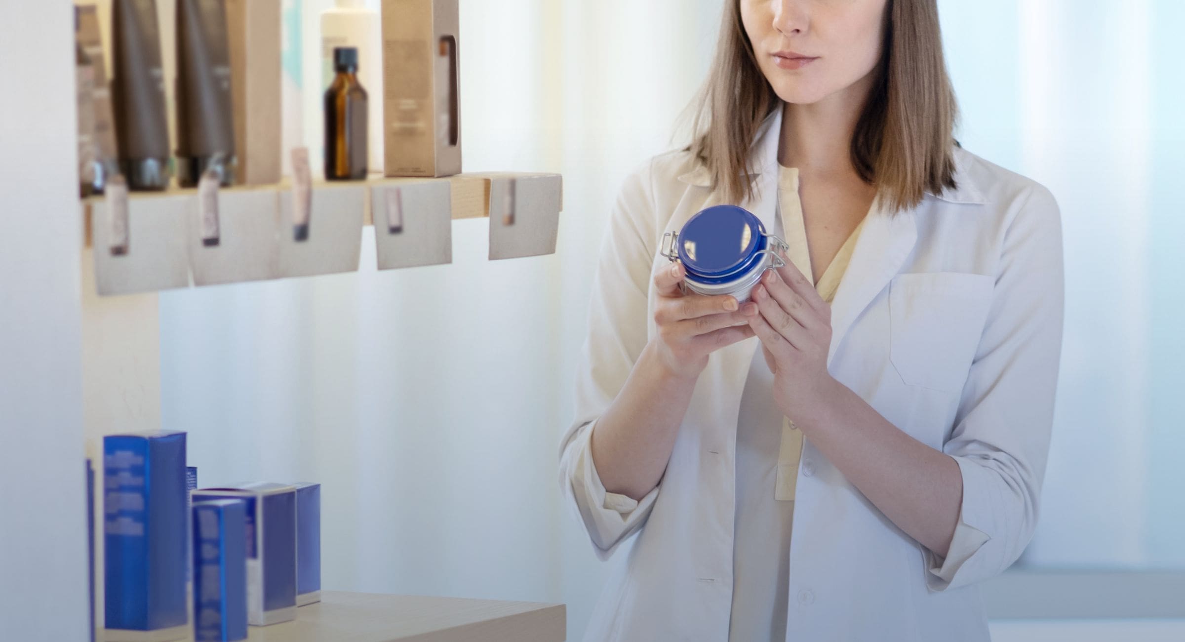 Pharmacist choosing cosmetic