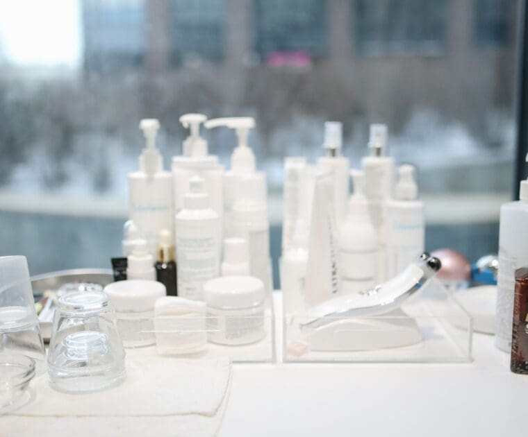 Table full of cosmetics