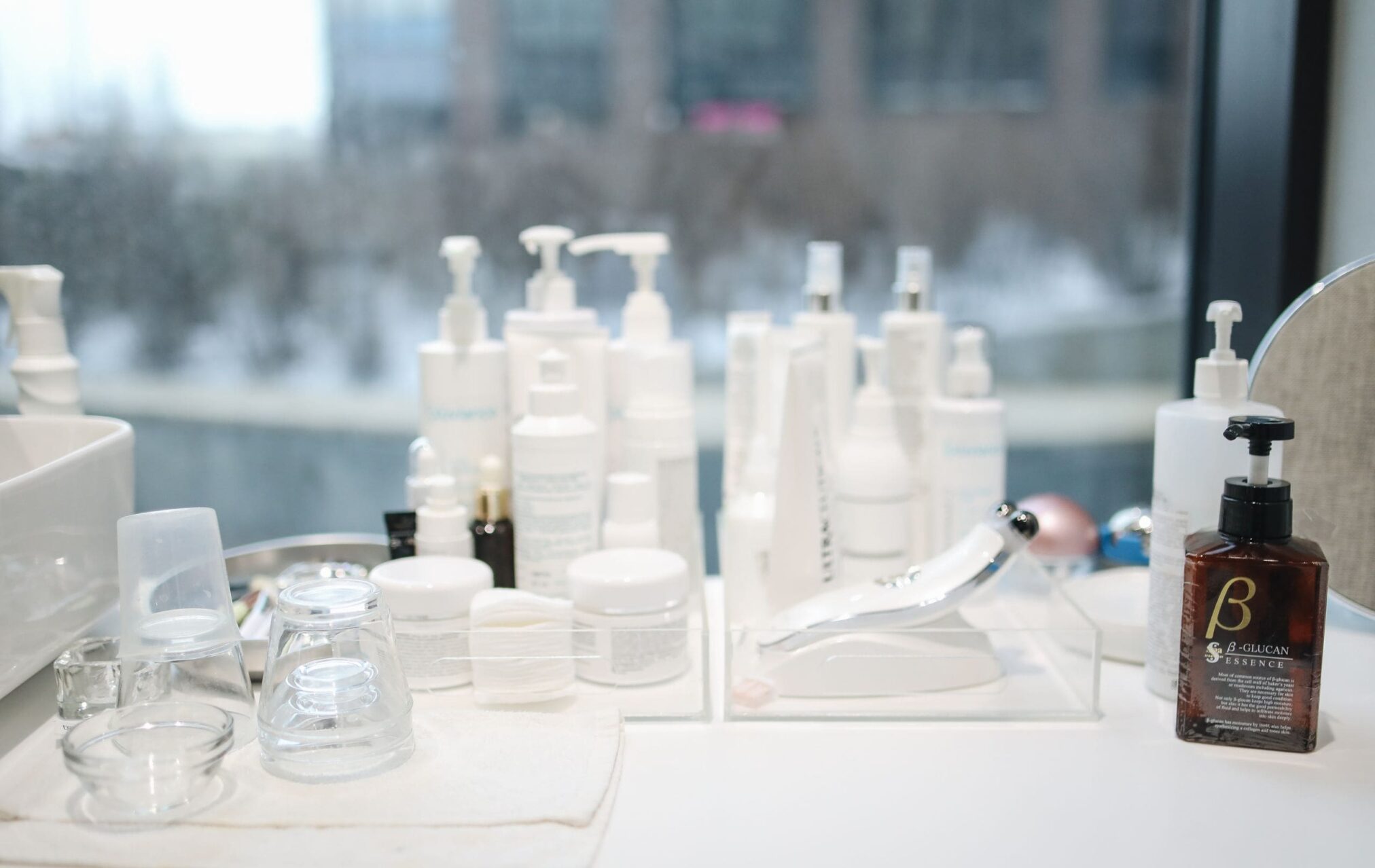 Table full of cosmetics