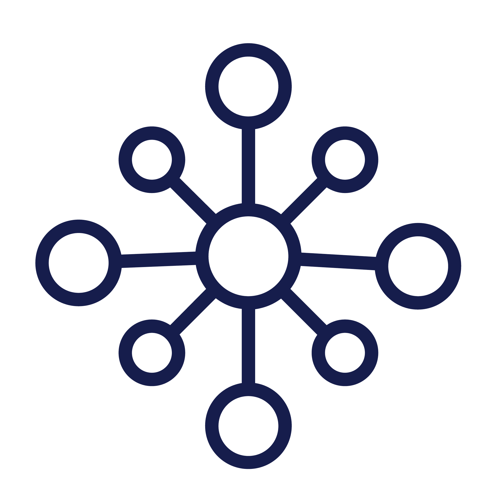 obelis-services-icons-all-02 A blue snowflake with four surrounding circles