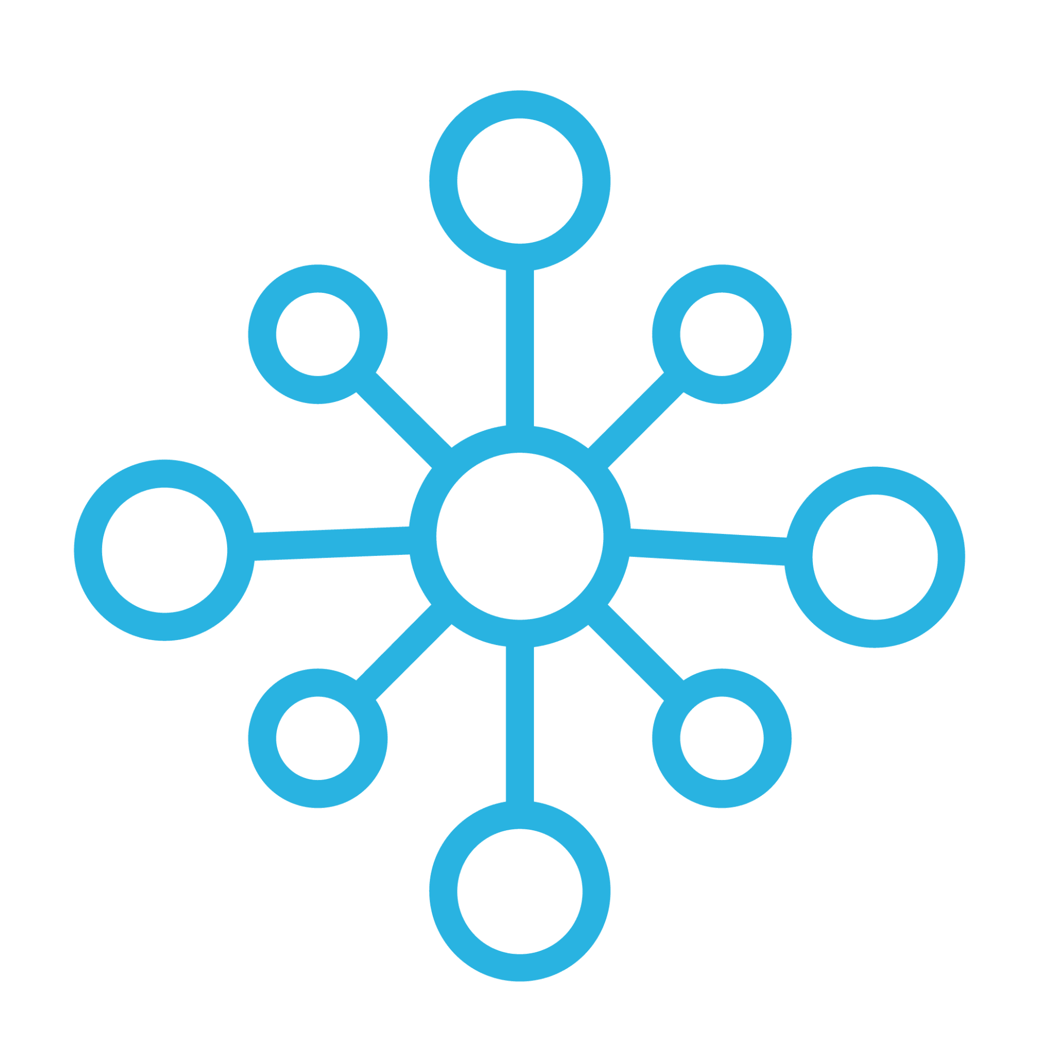 obelis-services-icons-all-08 A blue snowflake with decorative circles around it