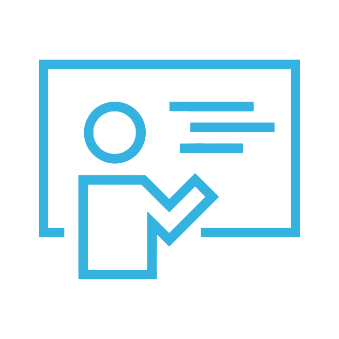 careers-icons-1-active A blue icon of person writing on a blackboard