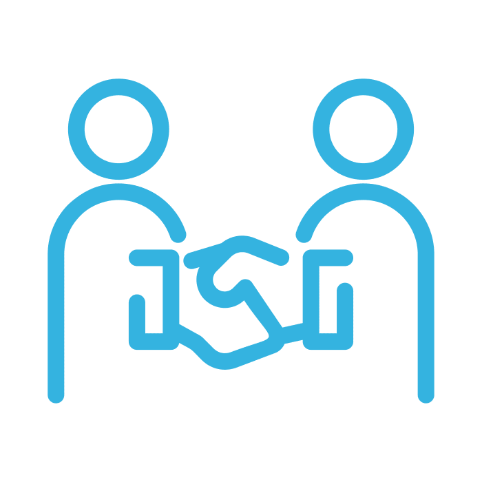 careers-icons-6-active A blue icon of two people shaking hand