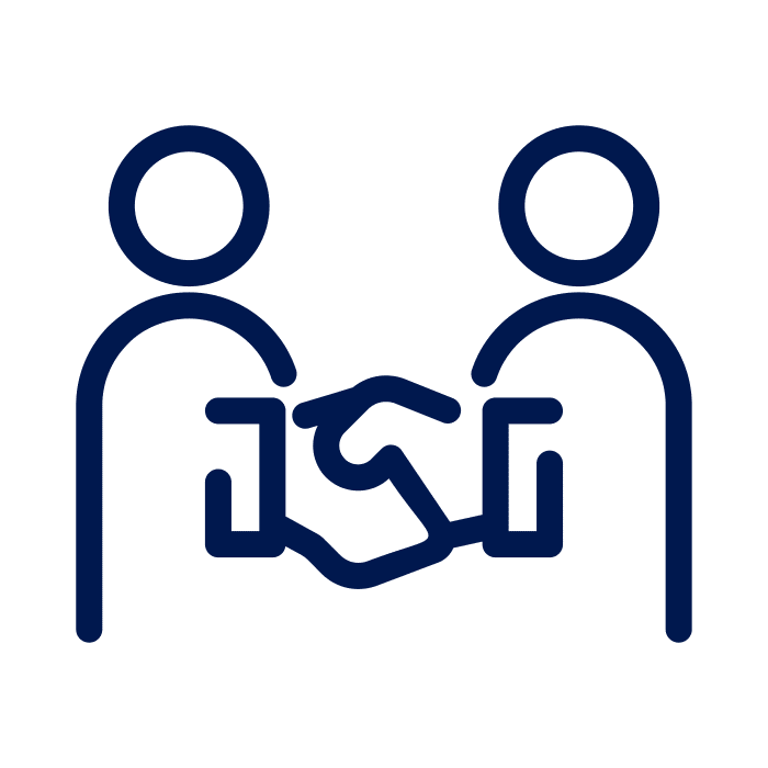 careers-icons-6 A dark blue icon of two people shaking hand
